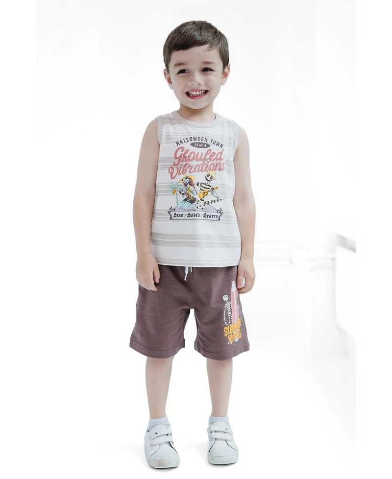 Disney Boys Lion King Toy Story Mickey Mouse Cars T-Shirt Tank Top and French Terry Shorts 3 Piece Outfit Set to