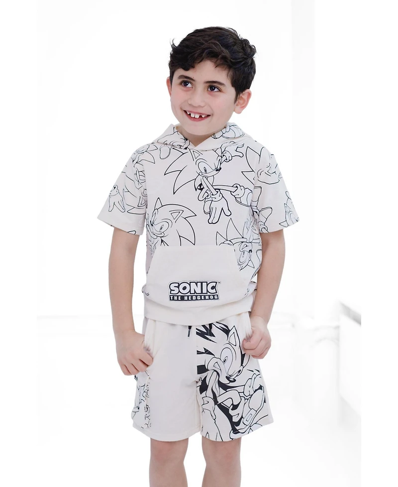 Sonic the Hedgehog Boys' 2-Piece Hooded T-Shirt and Shorts Set