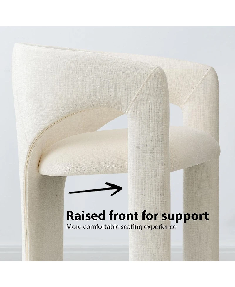 Maison Boucle Upholstered Barrel Dining Chair, Textured Fabric, Modern Curved Armchair, Padded Seat, Sculptural Accent Side Chair