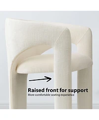 Maison Boucle Upholstered Barrel Dining Chair, Textured Fabric, Modern Curved Armchair, Padded Seat, Sculptural Accent Side Chair
