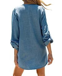 Cupshe Women's Ace of Waves Blue Cover-Up Mini Beach Dress