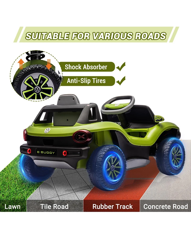 homfan Licensed 12V Volkswagen Beetle Ride On Car, Remote Control, Led Lights, Music, Usb, Horn, 1 Seater, 4-Wheeler, 66lbs Capacity