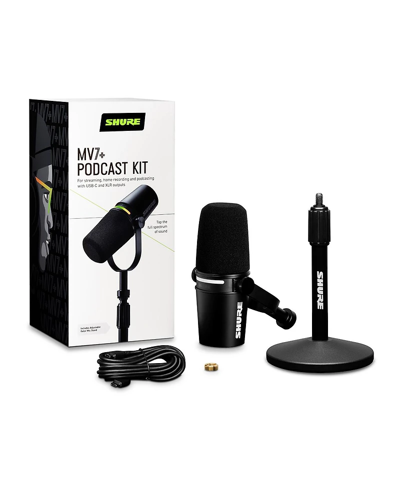 Shure MV7+ Hybrid Cardioid Dynamic Podcasting Microphone for Windows/Mac/iOS/Android