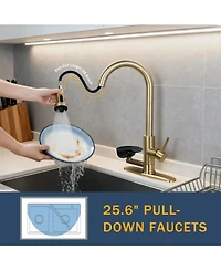 Phying 3-in-1 Kitchen Faucet with Press-Type Glass Rinser, High-Arc Pull-Down Sprayer Faucet