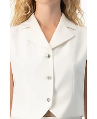 Ivonne Women's Tailored Sleeveless Crop Blazer Vest