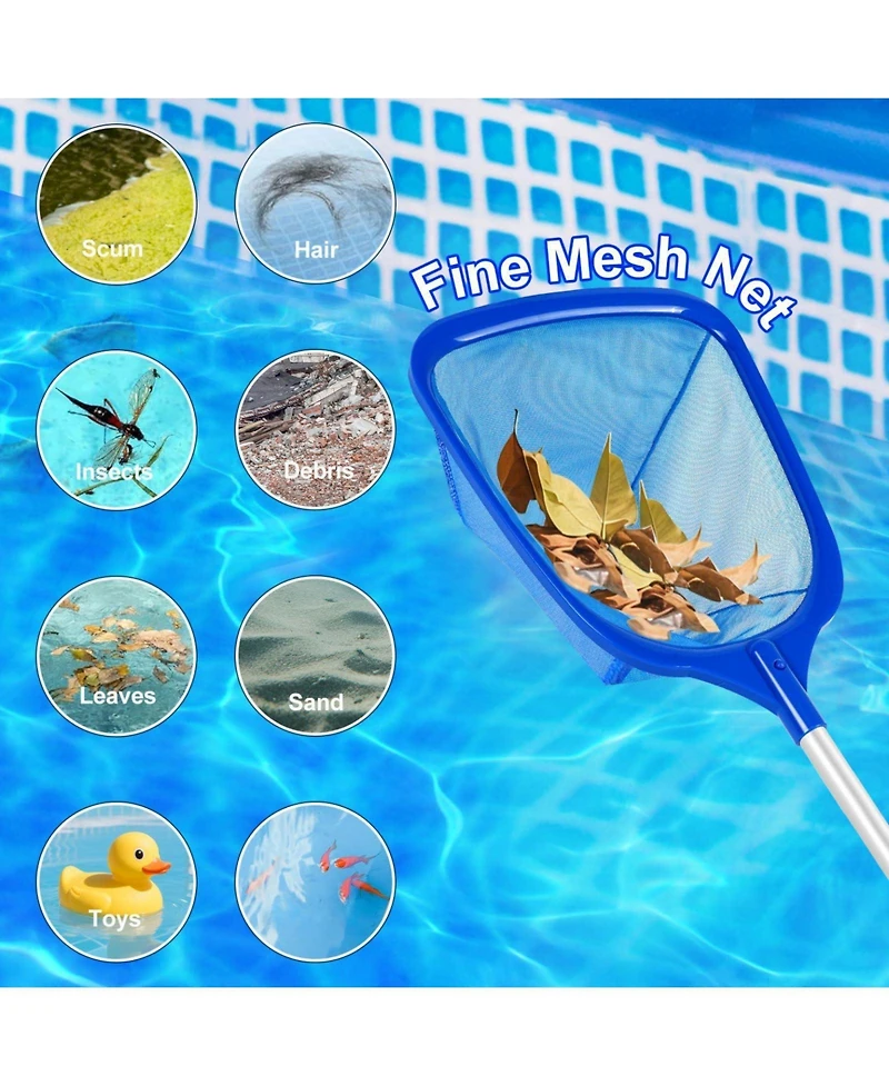 Xdovet Pool Skimmer Net Telescopic Pole Fine Mesh Aluminum Handle