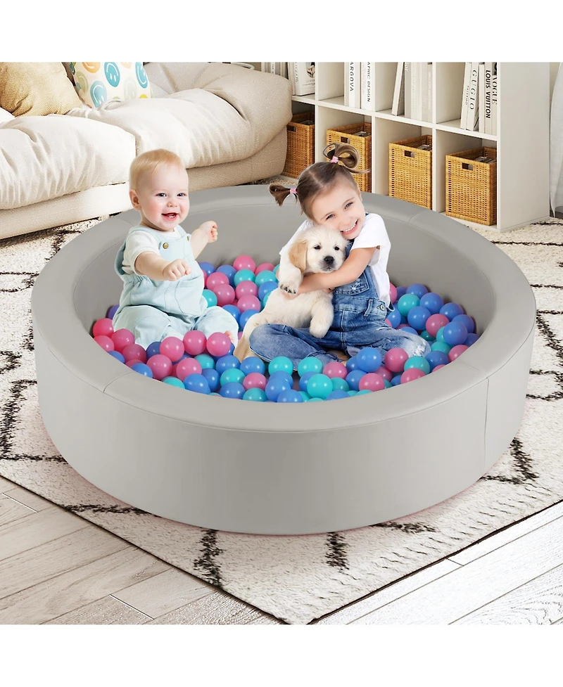 Slickblue Toddler Soft Round Ball Pit with Removable Washable Pu Cover