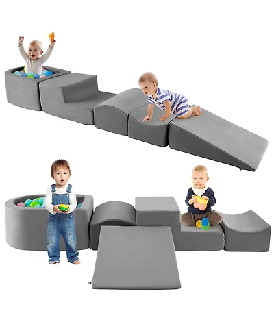 Slickblue 5-Piece Climb and Crawl Playset with Ball Pit for Kids