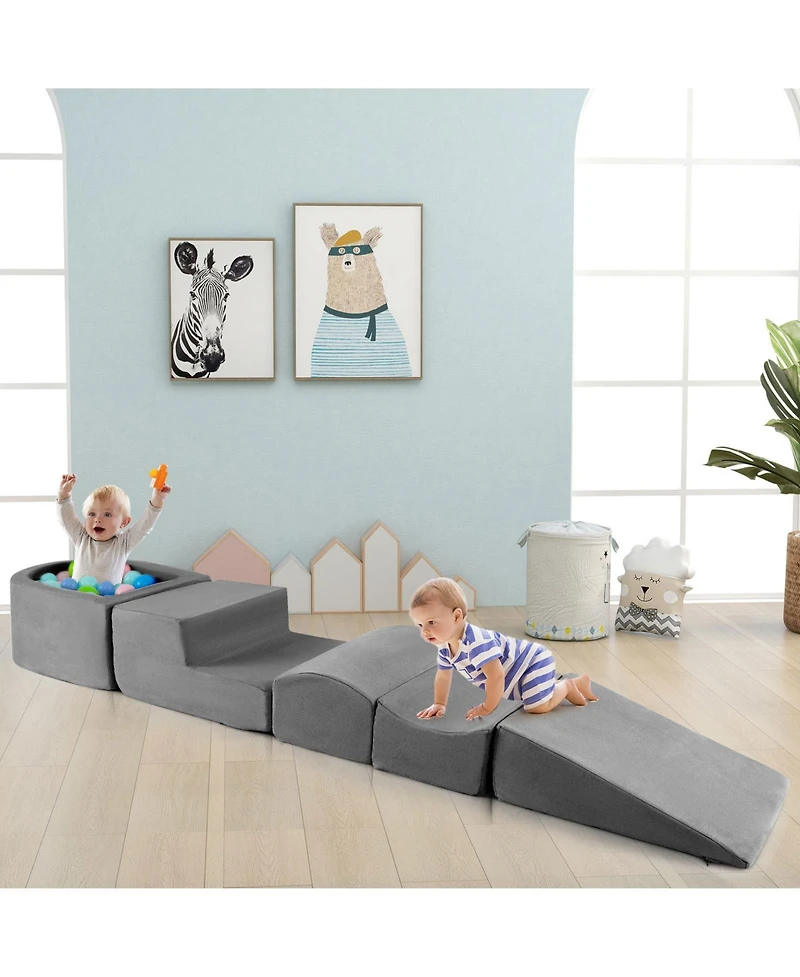 Slickblue 5-Piece Climb and Crawl Playset with Ball Pit for Kids