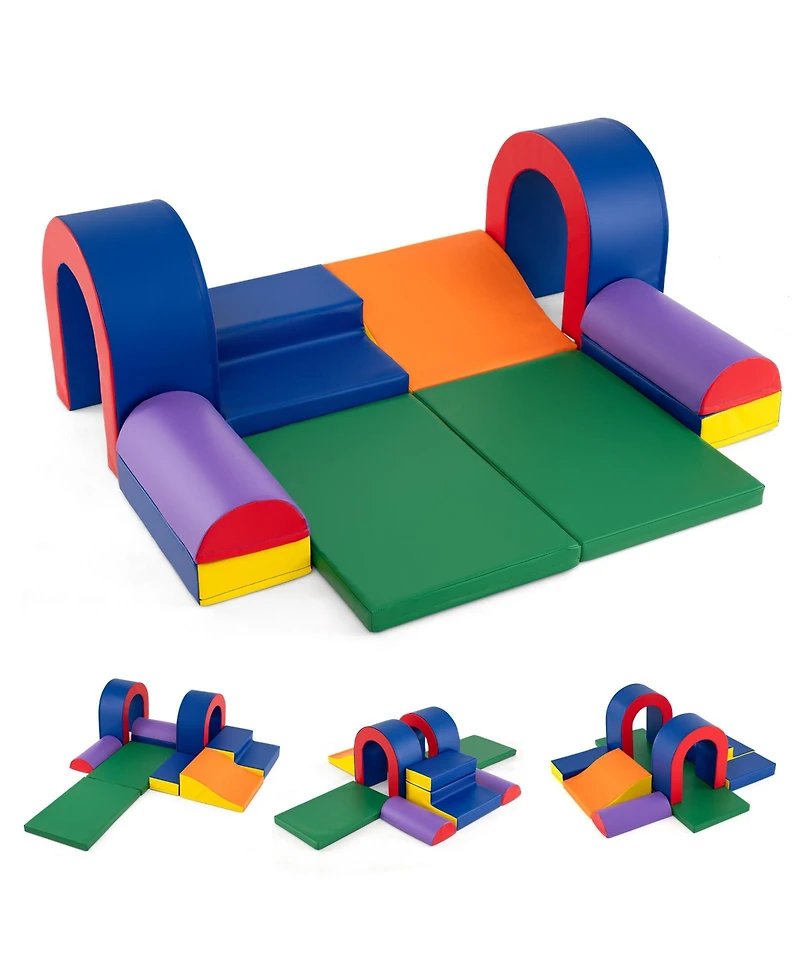 Slickblue 10-Piece Toddler Foam Climber Set with Soft Pu Leather Covers