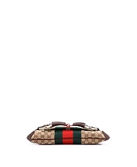 Pre-Owned Gucci Medium Horsebit Nm Web Chain Clutch Gg Canvas