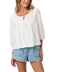 O'Neill Women's Cotton Voile Pintuck Elasticated Cuff Top