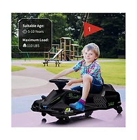 homfan Electric Drift Variable-Speed Go-Kart, 110 lbs Capacity, Ages 8+