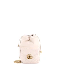 Pre-Owned Gucci Mini Gg Marmont Front Pocket Bucket Bag Matelasse Leather