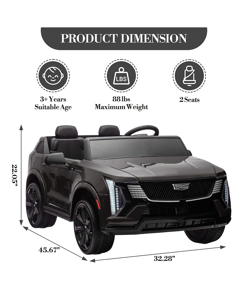 homfan 2-Seater Licensed luxury Suv Ride-On Truck, Remote Control, Spring Suspension, Led Lights, Music