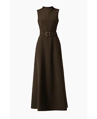 Ivonne Women's Sleeveless Belted A-Line Maxi Dress with Ring Buckle