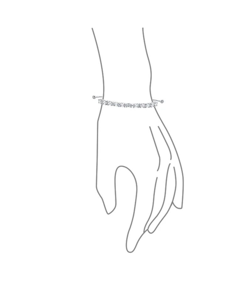 Bling Jewelry Cocktail Oval Cz Cubic Zirconia Tennis Bolo Bracelet .925 Sterling Silver Adjustable Slide