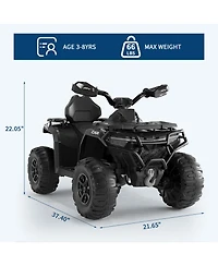homfan Electric Kids Atv 4-Wheeler Ride-On Car for Ages 3-8 - Dual Motors, Remote Control, Led Headlights, Music Player, Urgent Brake