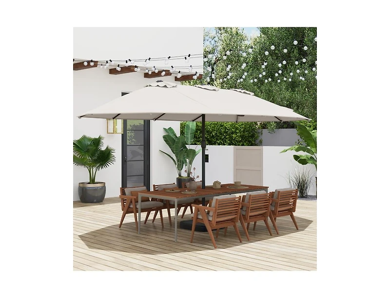 Clihome Double-Sided Twin Patio Umbrella with Crank and Base