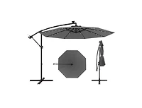 Clihome 10 Feet Solar Offset Hanging Umbrella with 40 Lamp Beads and Panel