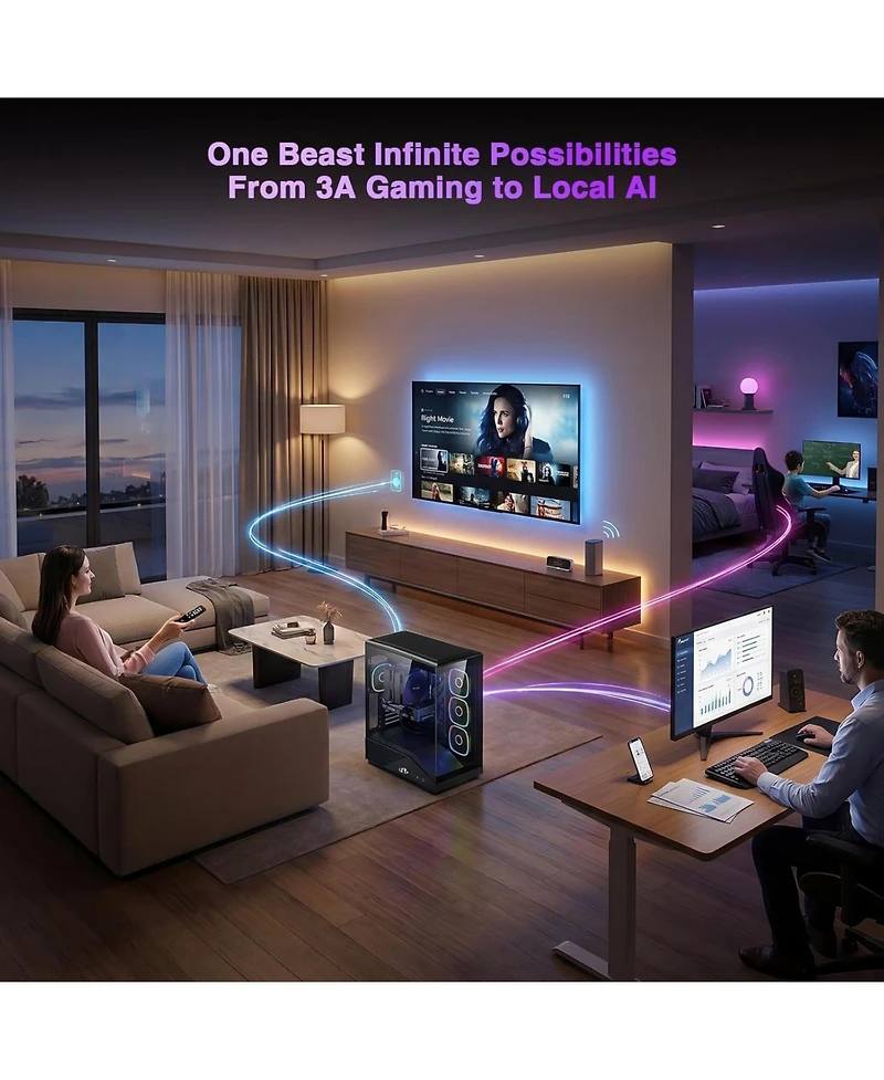 Nimo Gaming-Desktop,GeForce Rtx-5060 8GB Intel i5-14400F 16GB DDR5,1TB Ssd,650W Power Supply Argb Fan x4,Local Ai Power