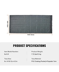 Vevor Dump Truck Tarp Mesh Tarp 6 x 14 ft Pvc 18oz Double Pockets Trailer Shade