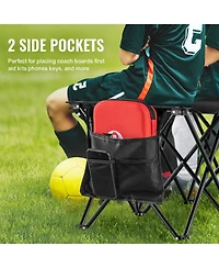 Vevor Folding Chair Sports 6 Seat Team Bench with Sidebag and Carrybag No Backrest