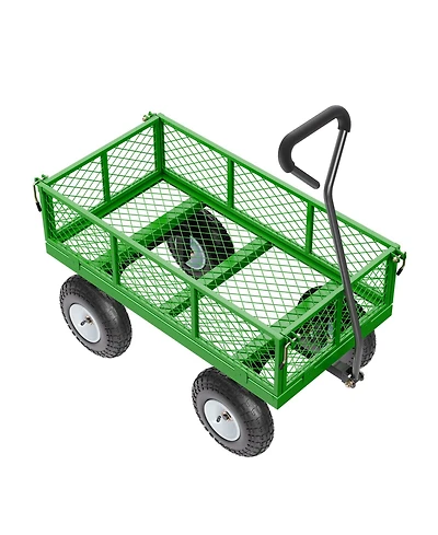 Vevor Steel Garden Cart 680lb Capacity Heavy Duty Yard Wagon Utility Cart 10in Tires