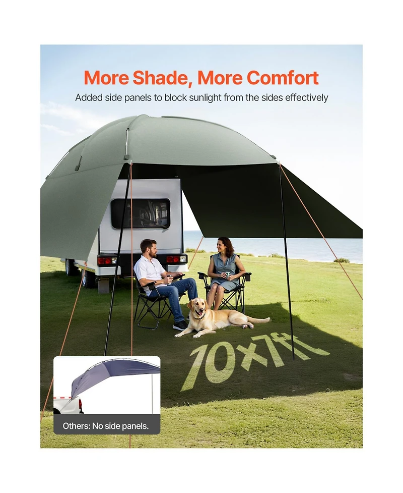 Vevor Vehicle Awning 10' x 7' Shade Coverage Car Side Awning PU2000 mm UV50+