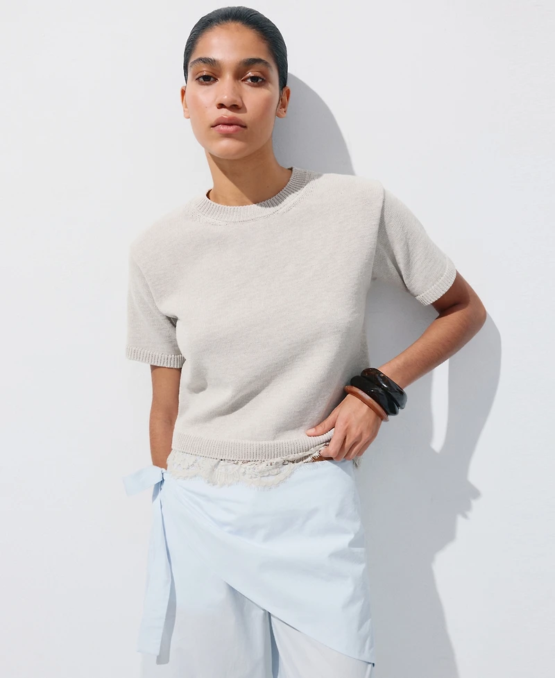 Mango Women's Lace-Trim Knit Sweater