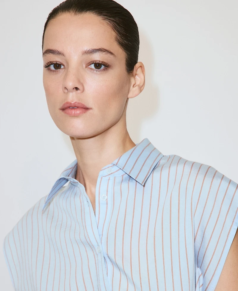 Mango Women's Tie Detail Lyocell Striped Shirt