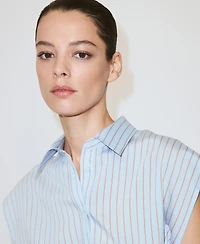 Mango Women's Tie Detail Lyocell Striped Shirt