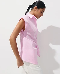 Mango Women's Striped Knotted Cotton Shirt