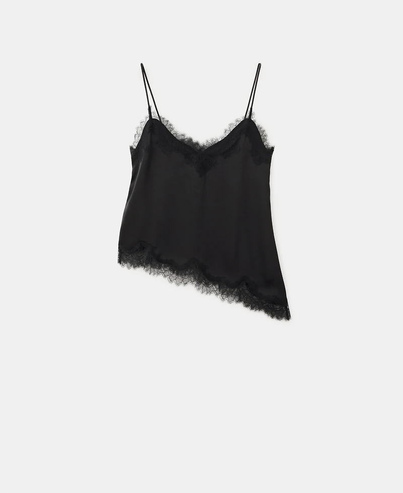 Mango Women's Asymmetrical Lace Lingerie Top