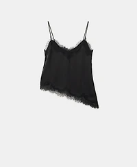 Mango Women's Asymmetrical Lace Lingerie Top