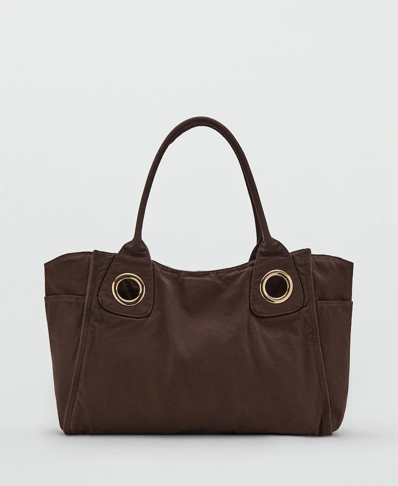 Mango Women's Eyelets Canvas Bag