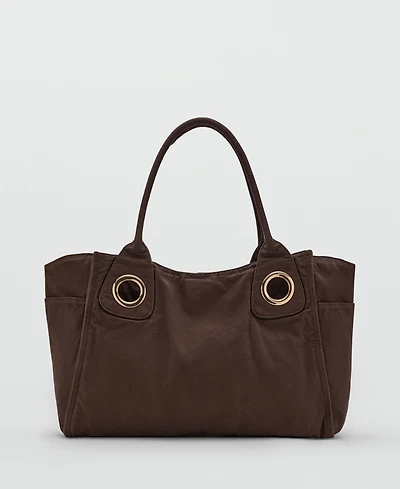 Mango Women's Eyelets Canvas Bag