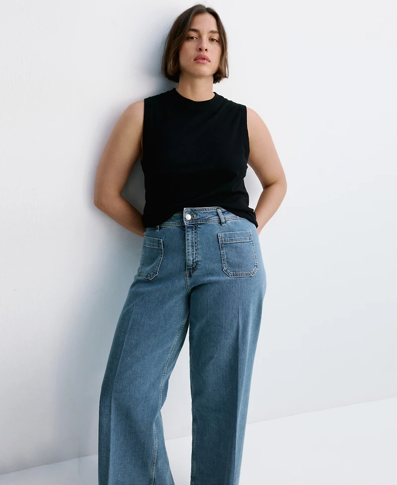 Mango Women's High-Waisted Wide leg Jeans