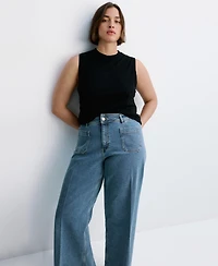 Mango Women's High-Waisted Wide leg Jeans