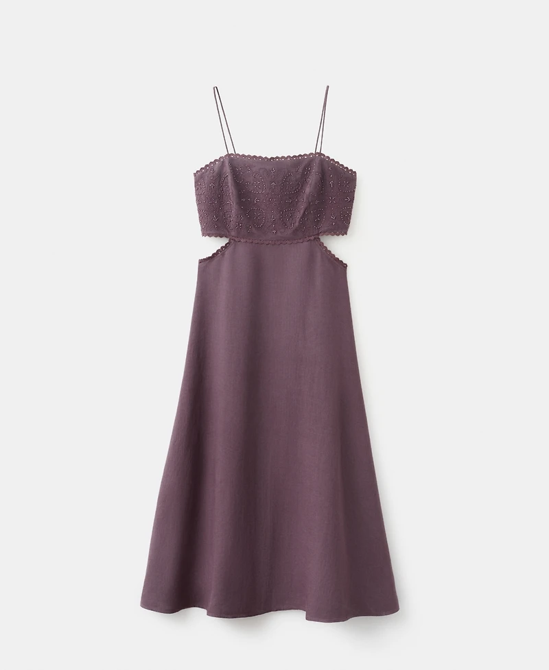 Mango Women's Cutout Embroidered Beaded Dress