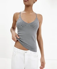 Mango Women's Thin Straps Sparkly Top