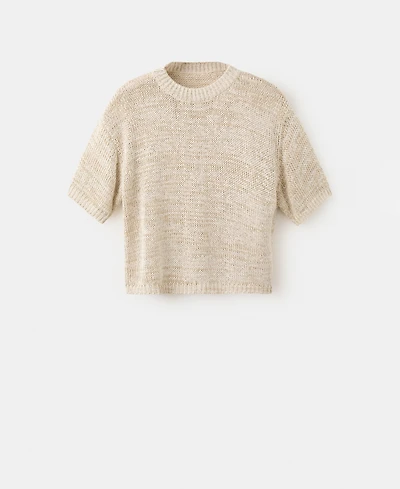 Mango Women's Short-Sleeve Heathered Knit Sweater