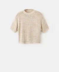 Mango Women's Short-Sleeve Heathered Knit Sweater
