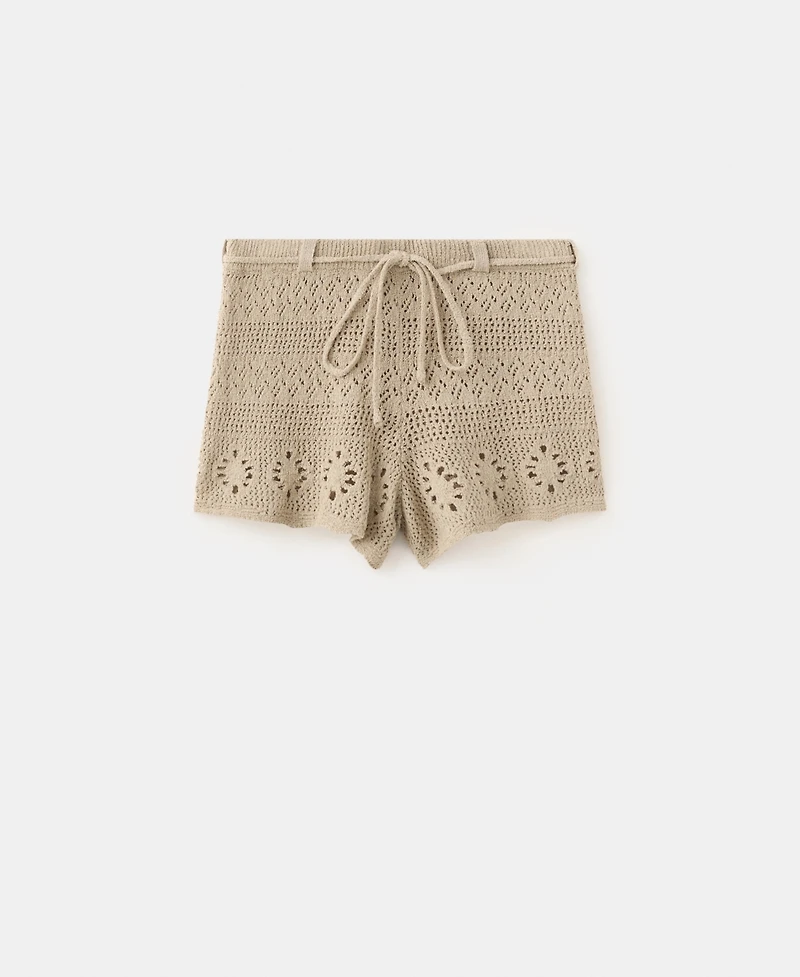 Mango Women's Belt Crocheted Shorts