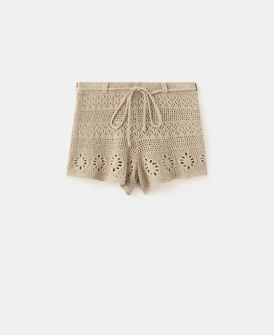 Mango Women's Belt Crocheted Shorts