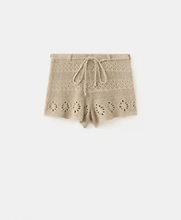 Mango Women's Belt Crocheted Shorts