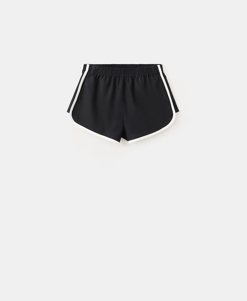 Mango Women's Contrasting Stripes Linen-Cotton-Blend Shorts
