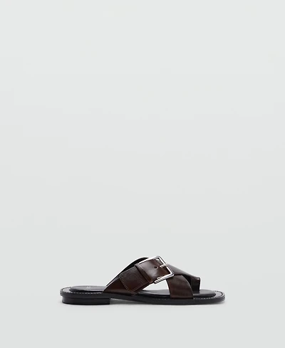 Mango Women's Crossed Straps Leather Sandals