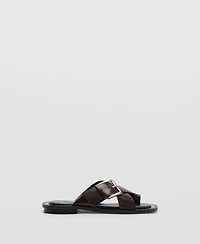 Mango Women's Crossed Straps Leather Sandals