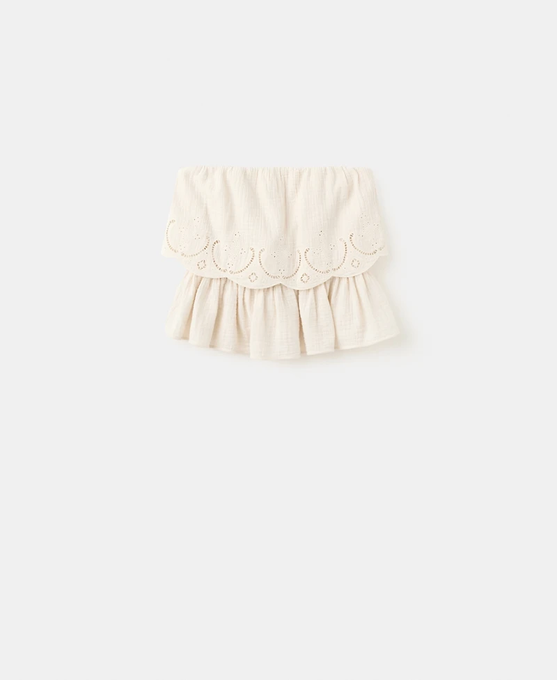 Mango Women's Embroidered Details Crinkled Top